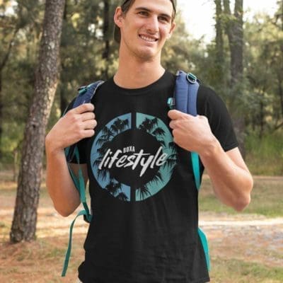 BOXA Lifestyle 11 Blue Green Palms - Cotton T-Shirt
