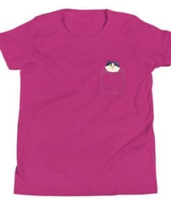 Lila Cat Berry Pocket Friend Kids T-Shirt