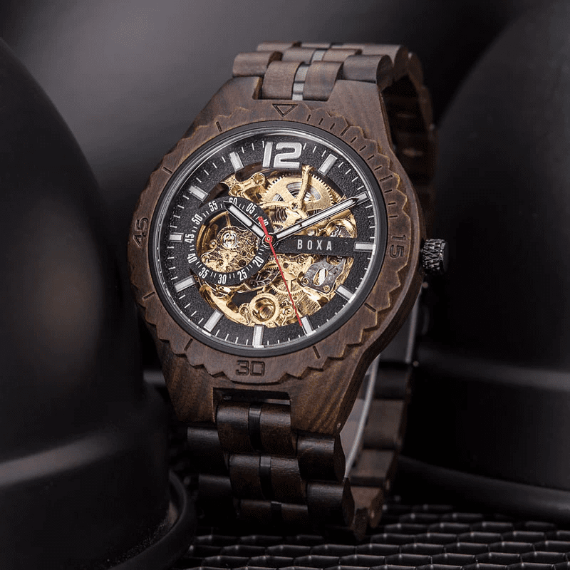 The Hunter - Red Sandalwood Mechanical Wooden Watch 57 The Hunter Wooden Watch by BOXA Lifestyle