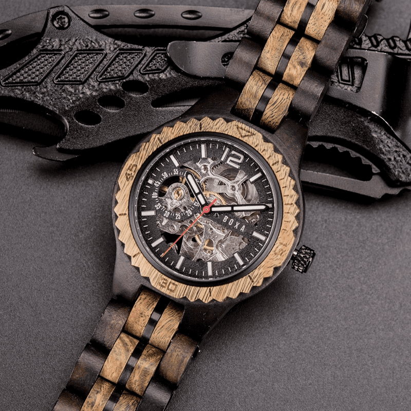 The Hunter - Red Sandalwood Mechanical Wooden Watch 54 The Hunter Wooden Watch by BOXA Lifestyle