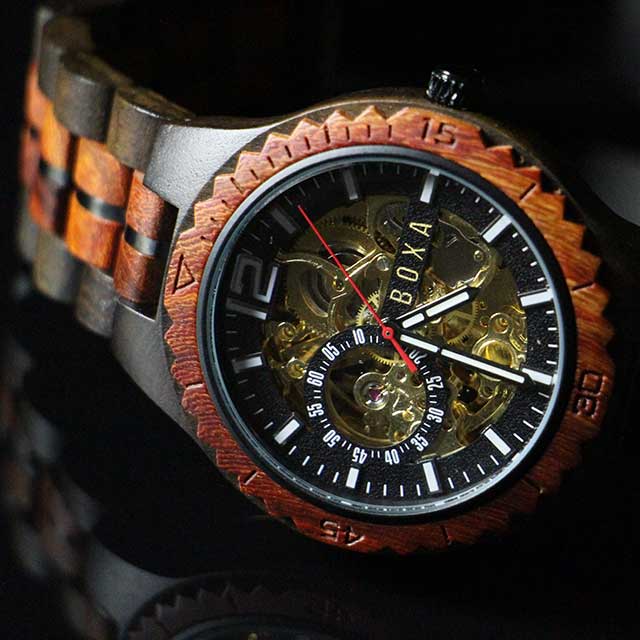 The Hunter - Red Sandalwood Mechanical Wooden Watch 51 The Hunter Wooden Watch 03 - BOXA Lifestyle