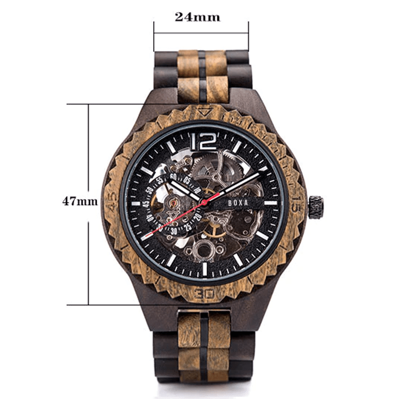 The Hunter - Red Sandalwood Mechanical Wooden Watch 45 The Hunter Wooden Watch by BOXA Lifestyle