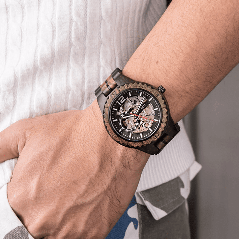 The Hunter - Red Sandalwood Mechanical Wooden Watch 55 The Hunter Wooden Watch by BOXA Lifestyle