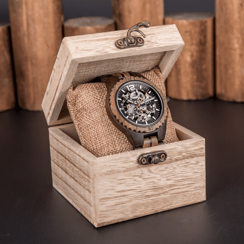 The Hunter - Red Sandalwood Mechanical Wooden Watch 46 The Hunter Wooden Watch by BOXA Lifestyle