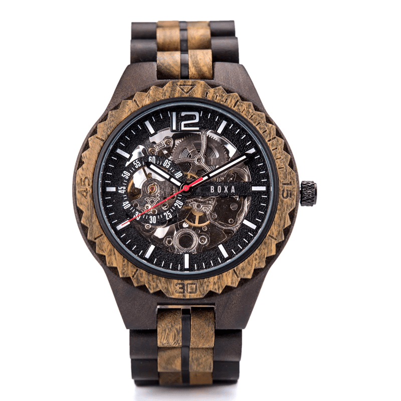The Hunter - Red Sandalwood Mechanical Wooden Watch 53 The Hunter Wooden Watch by BOXA Lifestyle
