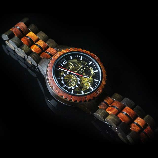 The Hunter - Red Sandalwood Mechanical Wooden Watch 52 The Hunter Wooden Watch 03 - BOXA Lifestyle