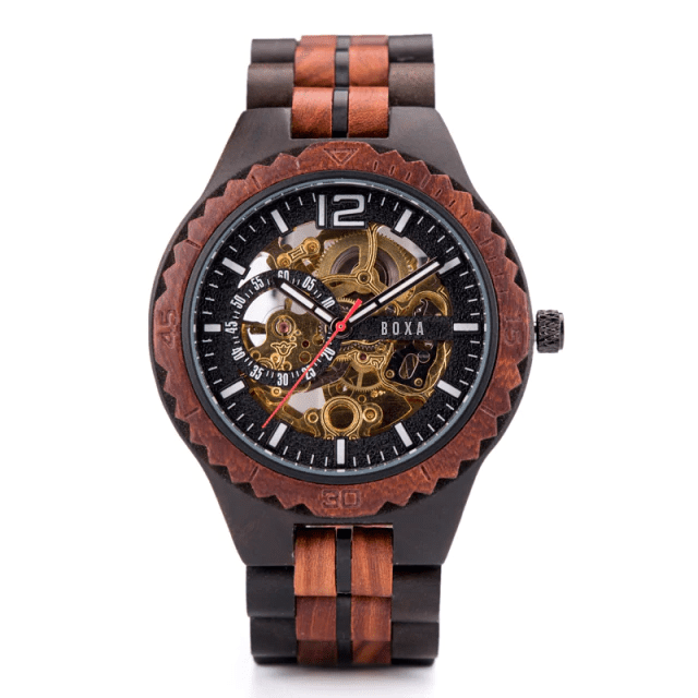 The Hunter - Red Sandalwood Mechanical Wooden Watch 50 The Hunter Wooden Watch 03 - BOXA Lifestyle