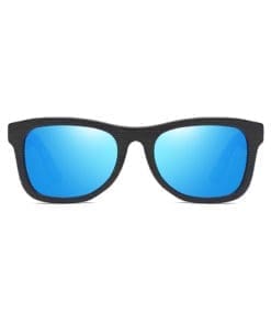 Ocean Blue - Dark Bamboo Wood - Sunset Orange Polarized Lens Sunglasses