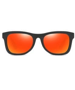 Sunset Orange - Dark Bamboo Wood - Sunset Orange Polarized Lens Sunglasses