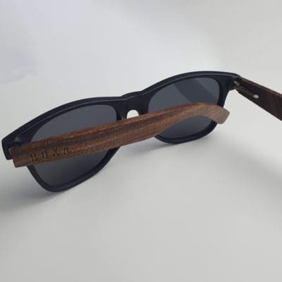 BOXA Throwbacks Retro Black & Walnut Wood Sunglasses