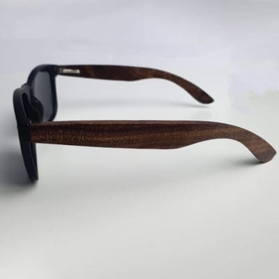 BOXA Throwbacks Retro Black & Walnut Wood Sunglasses