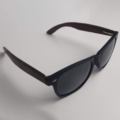 BOXA Throwbacks Retro Black & Walnut Wood Sunglasses