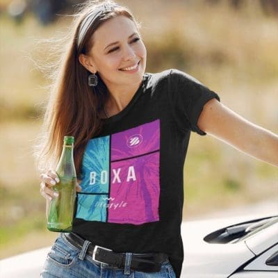 BOXA Lifestyle 7 Pink & Blue Palms - Cotton T-Shirt