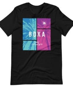 BOXA Pink & Blue Palms – Cotton T-Shirt