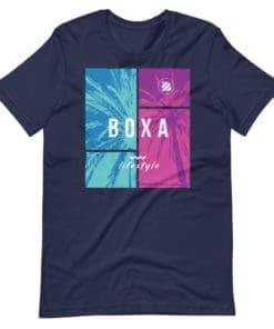 BOXA Pink & Blue Palms – Cotton T-Shirt