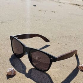 BOXA Throwbacks Retro Black & Walnut Wood Sunglasses