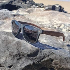 BOXA Throwbacks Retro Black & Walnut Wood Sunglasses