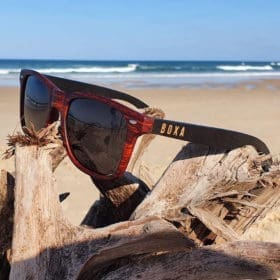 BOXA Tri-City’s Mixed Red & Black Bamboo Sunglasses