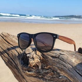 BOXA Tri-City’s Mixed Red & Black Bamboo Sunglasses