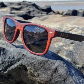 BOXA Tri-City’s Mixed Red & Black Bamboo Sunglasses