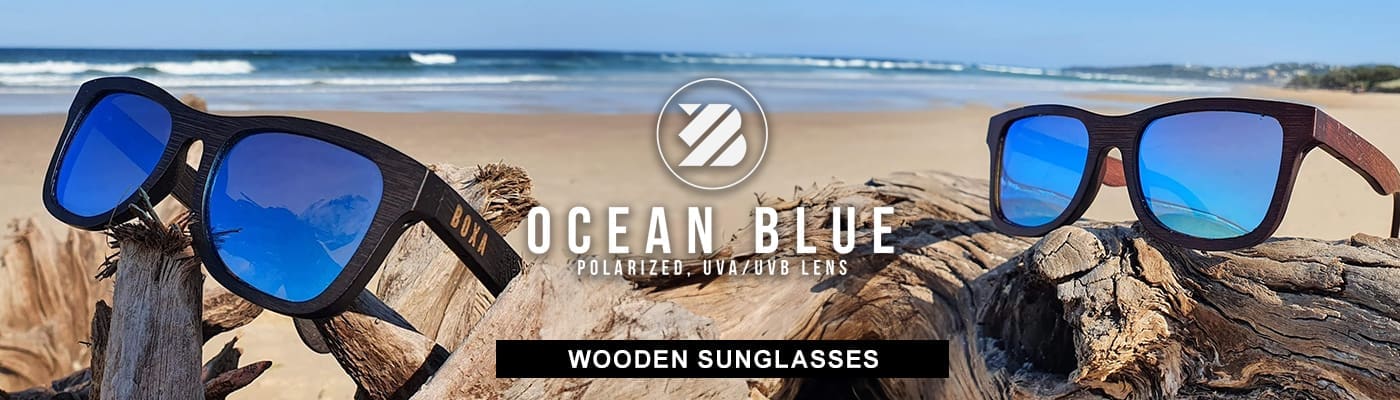 Wooden Sunglasses - Ocean Blue
